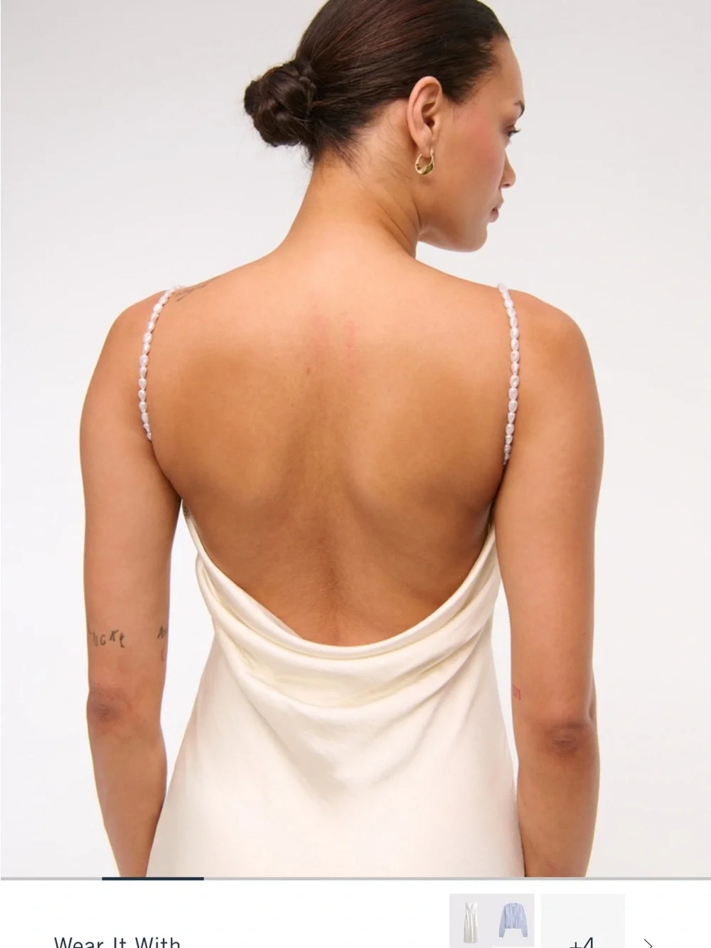 Abercrombie & Fitch White Satin Maxi Slip Dress with Chain Straps